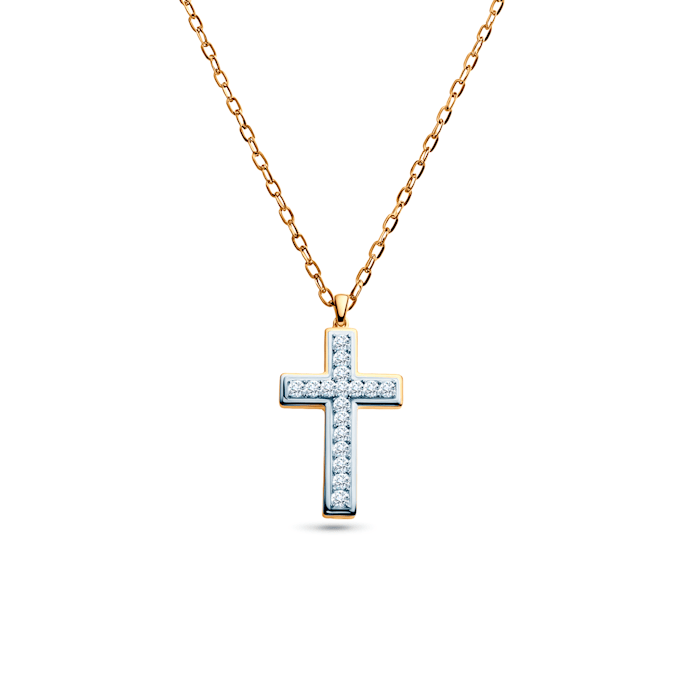SAVICKI cross necklace: two-tone gold, diamonds