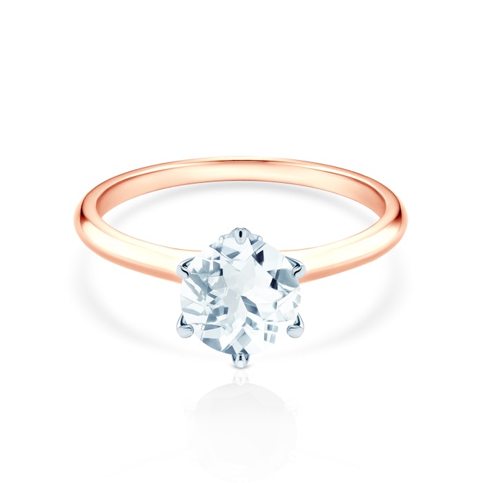 Каблучка для заручин The Journey: двоколірне золото, аквамарин