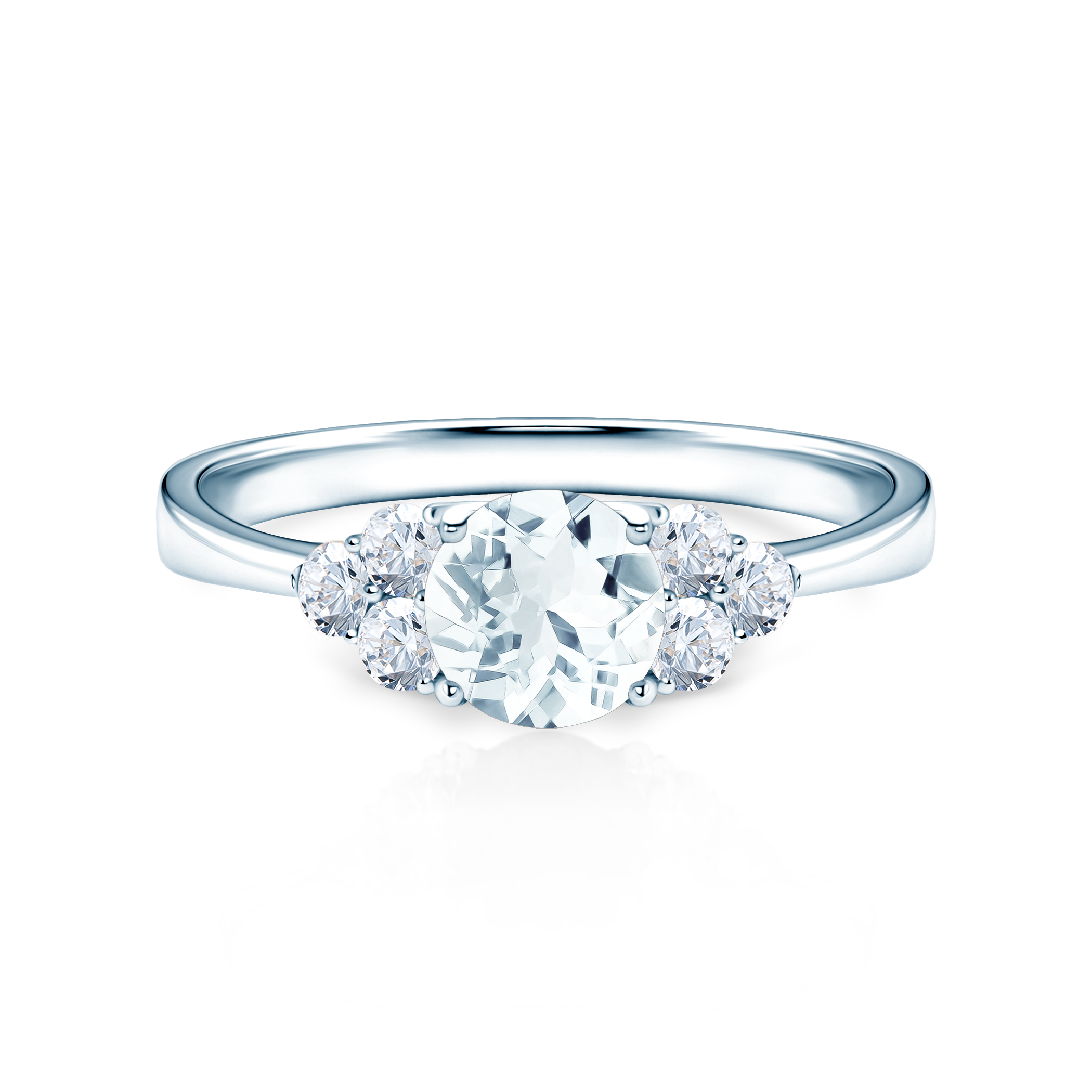 Zaručnički prsten Fairytale: bijelo zlato, akvamarin