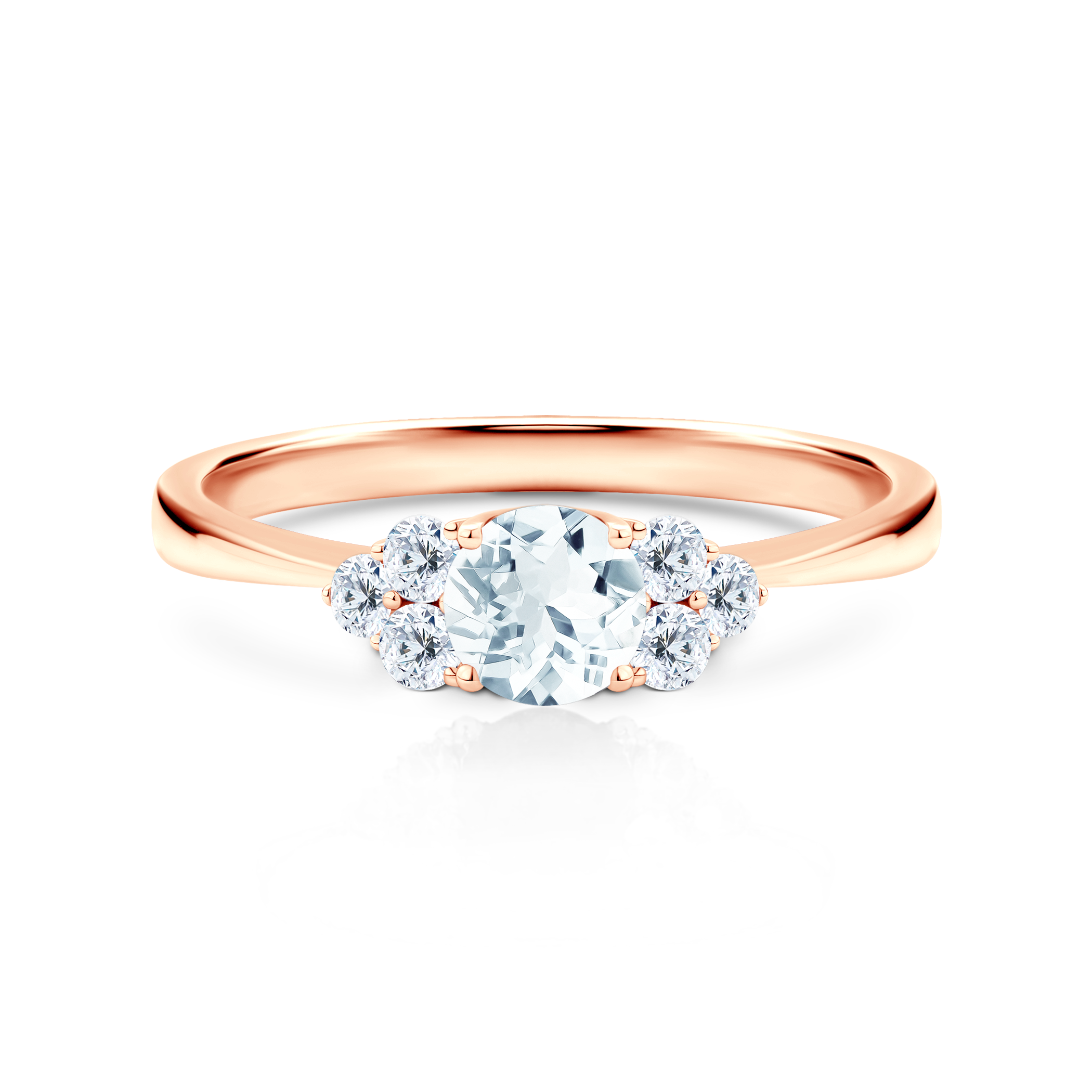 Fairytale Collection | Side-Stone Engagement Ring: rose gold, white sapphire