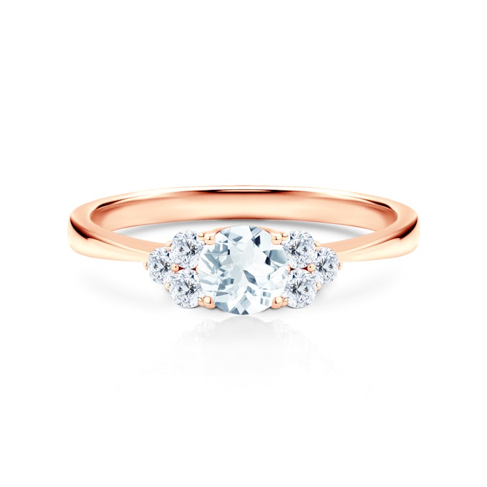 Каблучка для заручин Fairytale: рожеве золото, аквамарин 