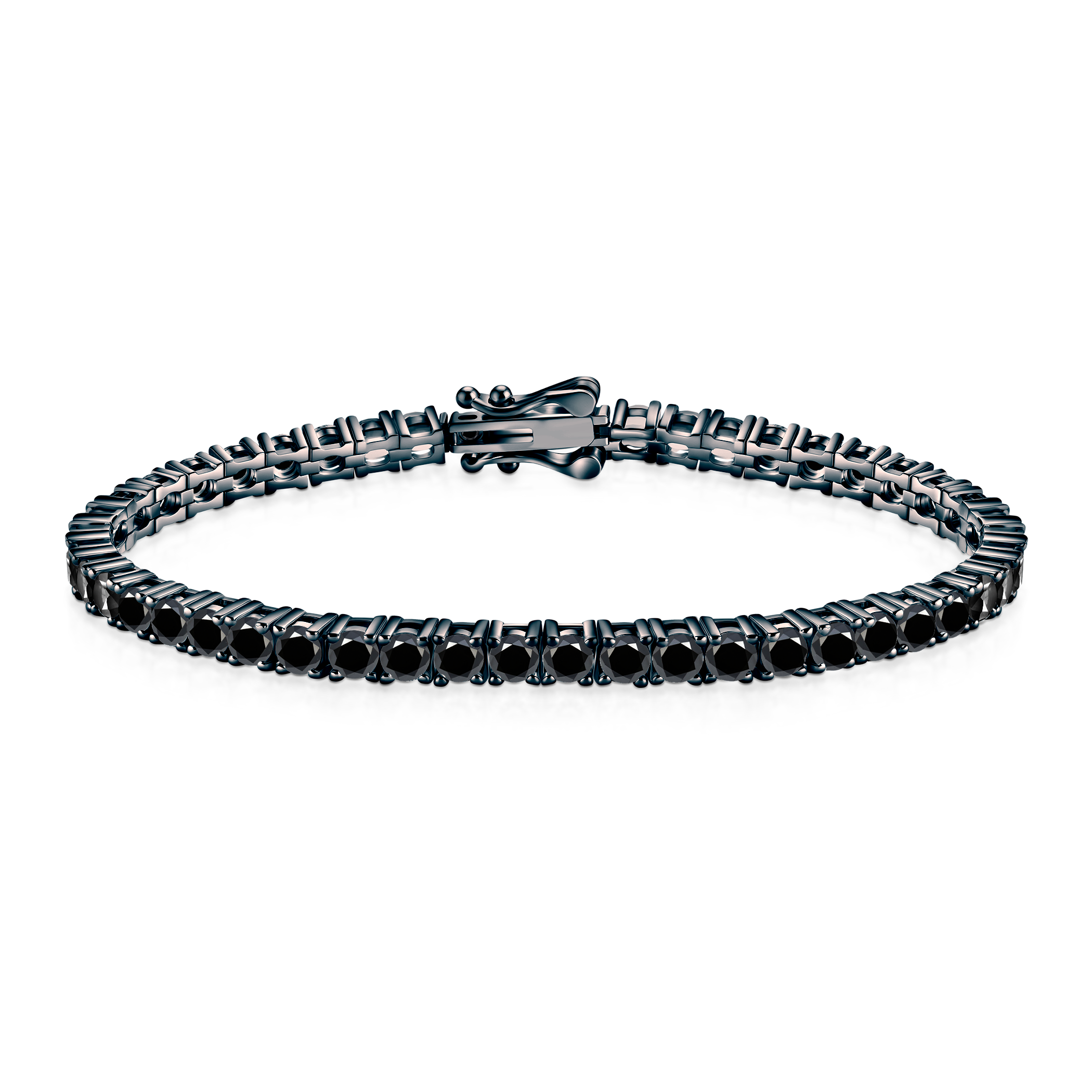Tennisarmband Luminy 3,4 mm: schwarzes Silber, schwarze Moissanite