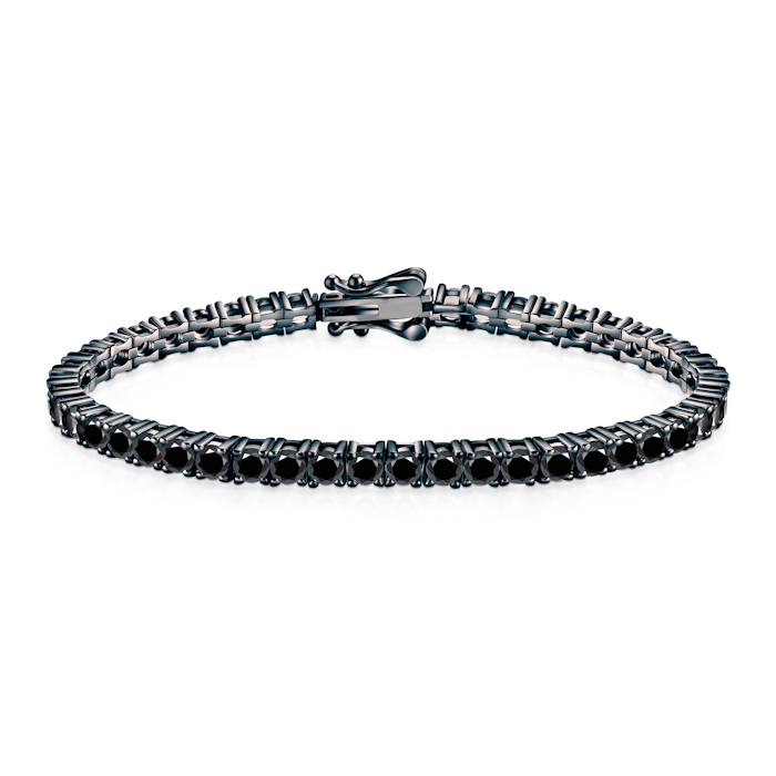 Brățară tennis Luminy 3,4 mm: argint negru, moissanite negre