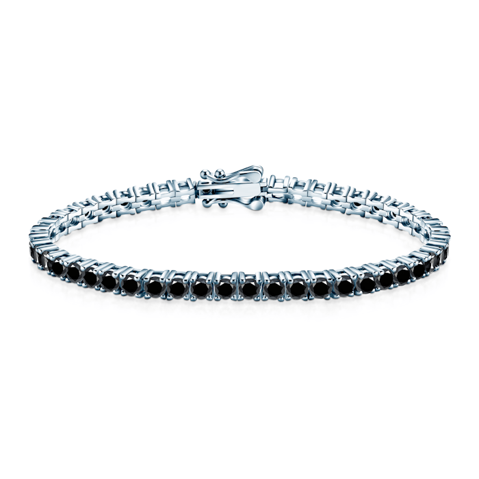 Βραχιόλι τένις Luminy 3,4 χιλ.: Ασημί, μαύροι μοϊσανίτες