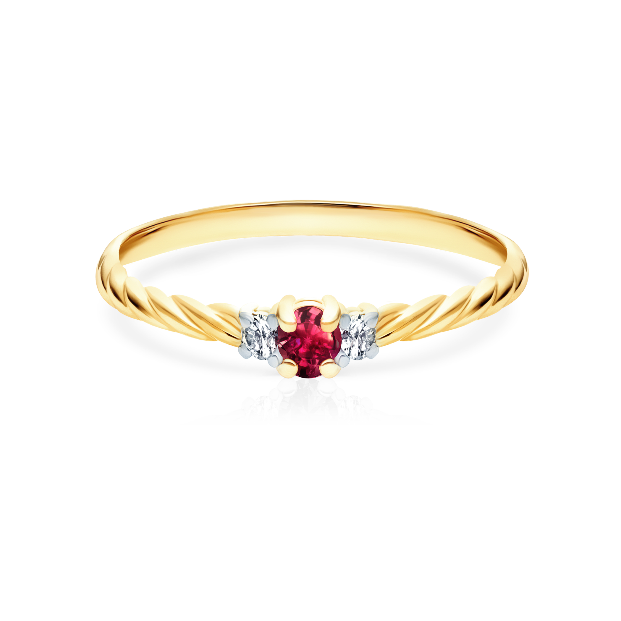 Каблучка для заручин Savicki: золото, рубін