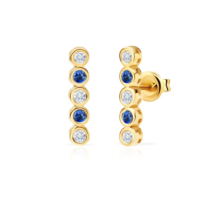SAVICKI earrings: gold, blue sapphires, diamonds