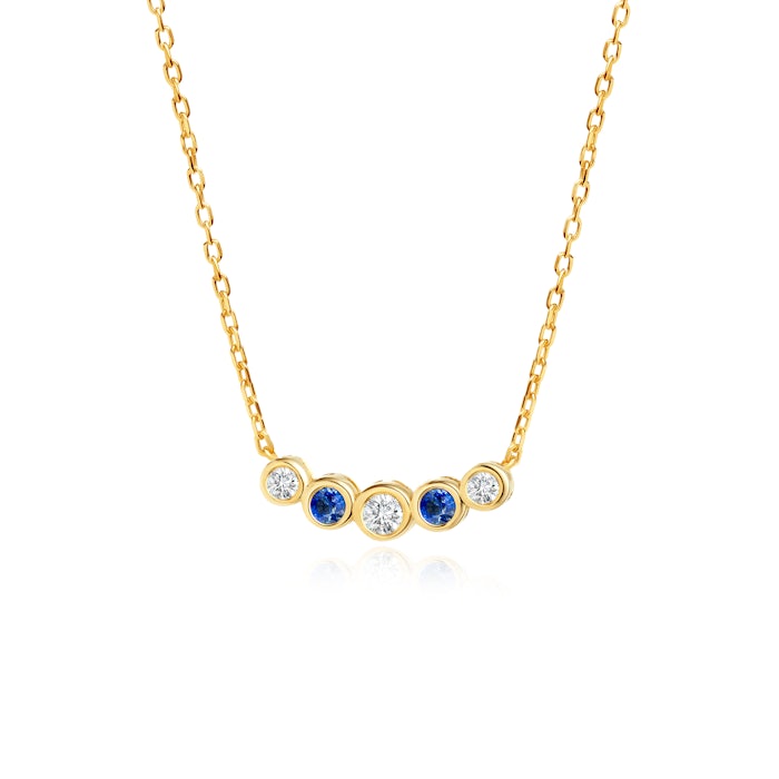 SAVICKI's necklace: gold, blue sapphires, diamonds