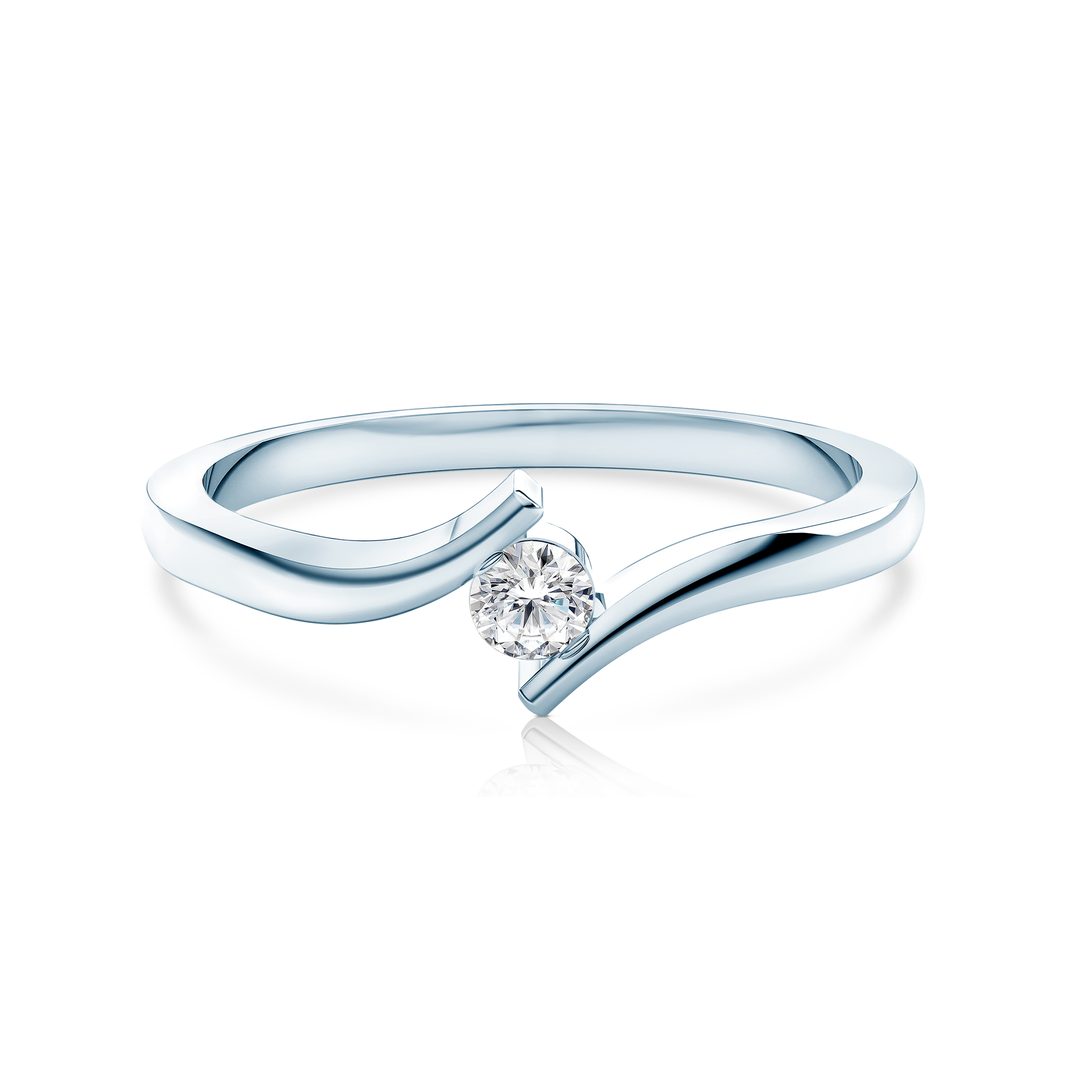 Каблучка для заручин SAVICKI: біле золото, діамант