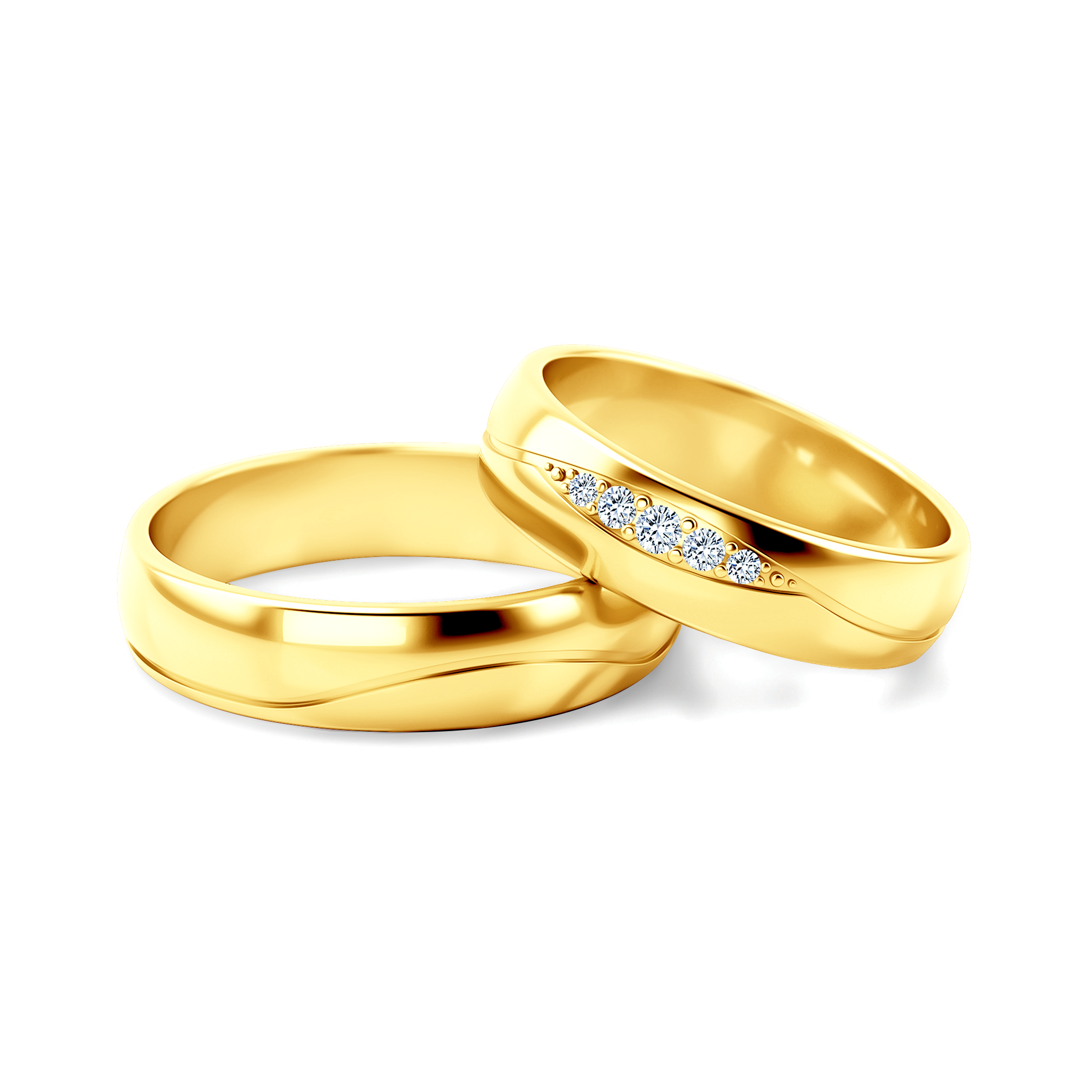 Весільні обручки: золото, круглі, 5 мм