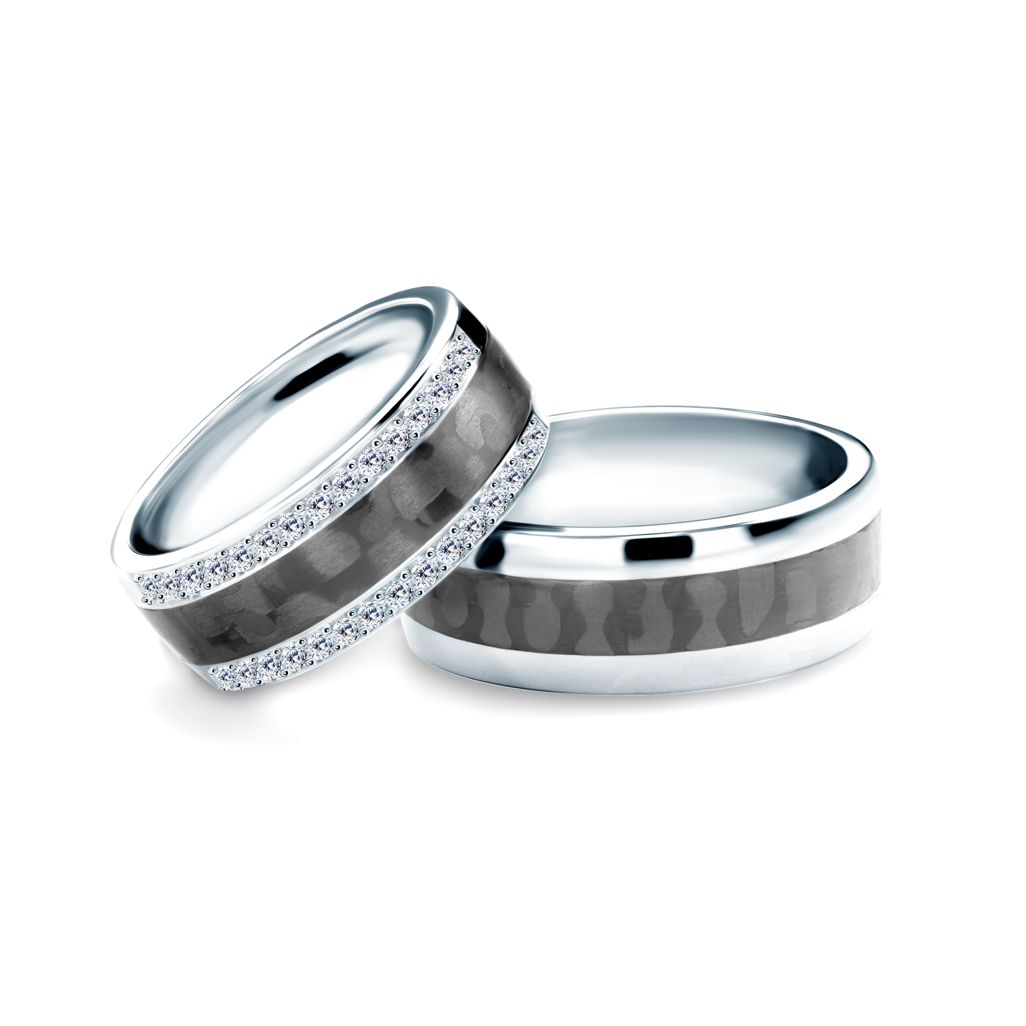 Eheringe: Carbon, Titan, Halbrund, 8 mm