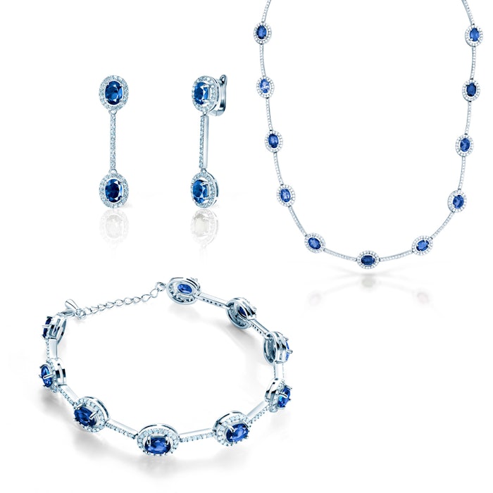 Swan Lake ékszerkészlet: fehérarany kék zafírokkal