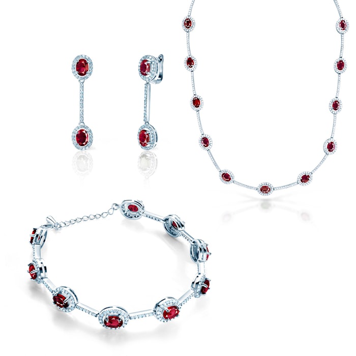 Swan Lake ékszerkészlet: fehérarany és rubinok