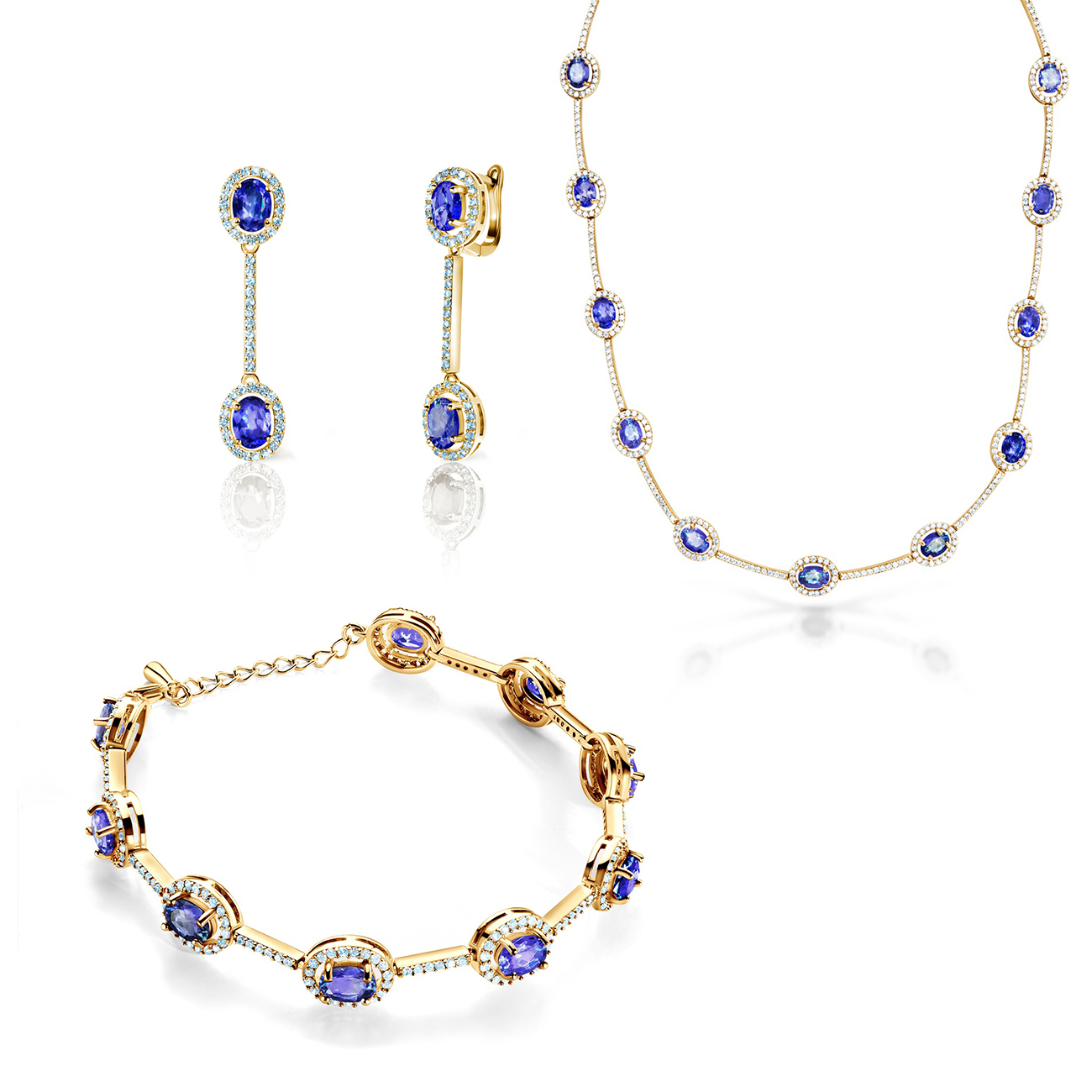 Set nakita Swan Lake: zlato, tanzaniti