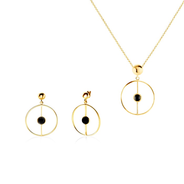 SAVICKI ékszerkészlet: aranyozott ezüst és ónix