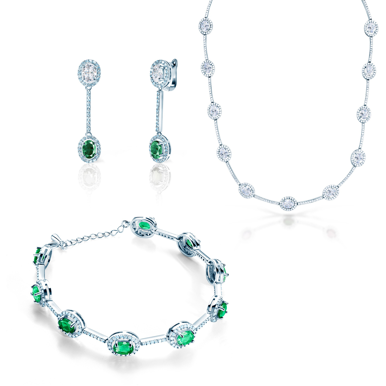 Set bijuterii Swan Lake: aur alb, diamante