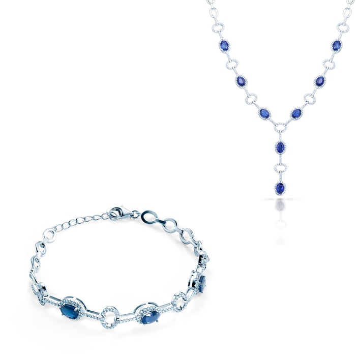 Swan Lake ékszerkészlet: fehérarany kék zafírokkal