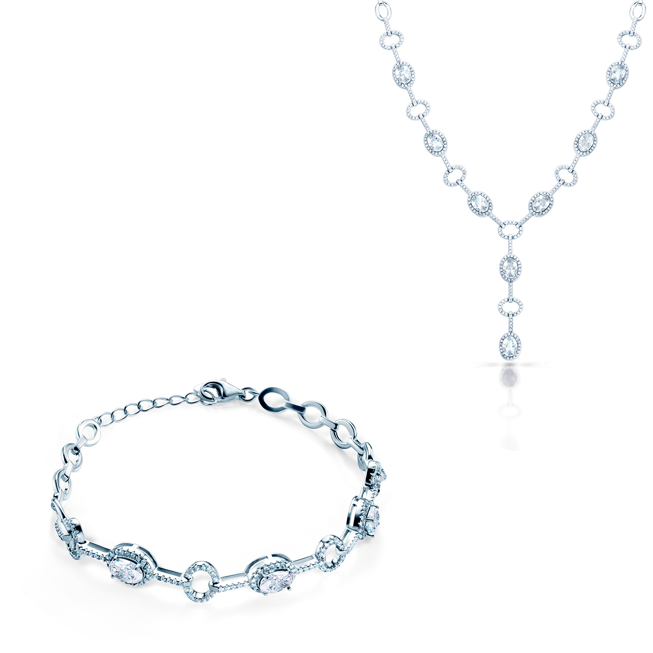 Комплект прикрас Swan Lake: біле золото, діаманти