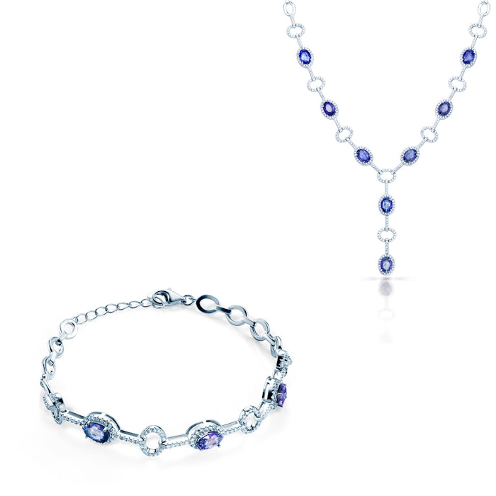 Set bijuterii Swan Lake: aur alb, tanzanite