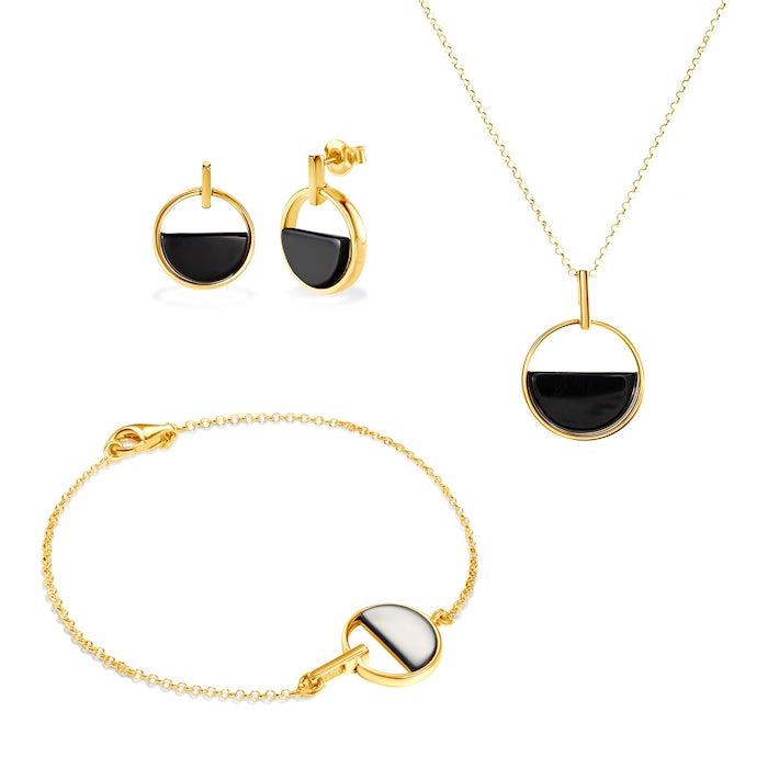 SAVICKI ékszerkészlet: aranyozott ezüst és ónixek