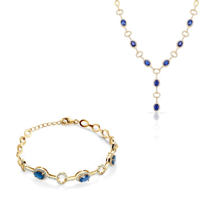 Swan Lake ékszerkészlet: arany kék zafírokkal