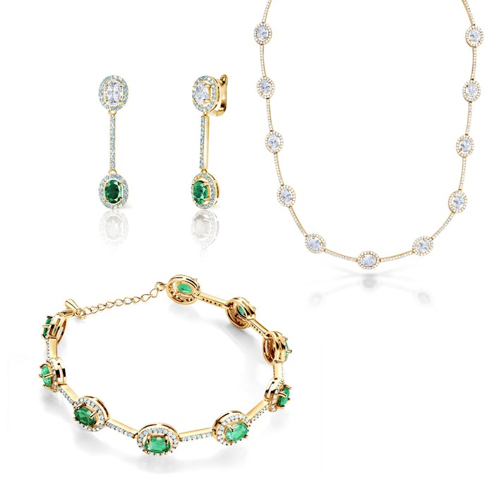 Swan Lake ékszerkészlet: arany, gyémántok és smaragdok