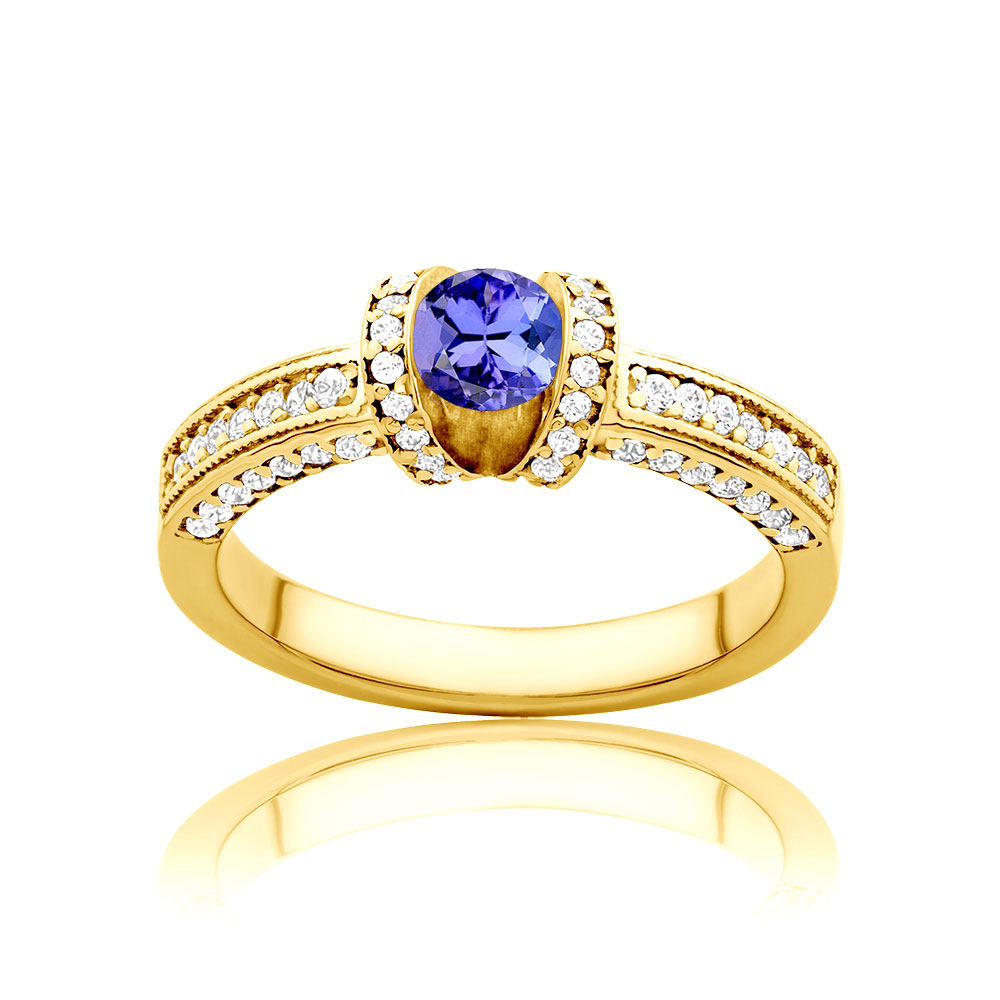 Blue Lagoon Collection | Side-Stone Ring: gold, tanzanite