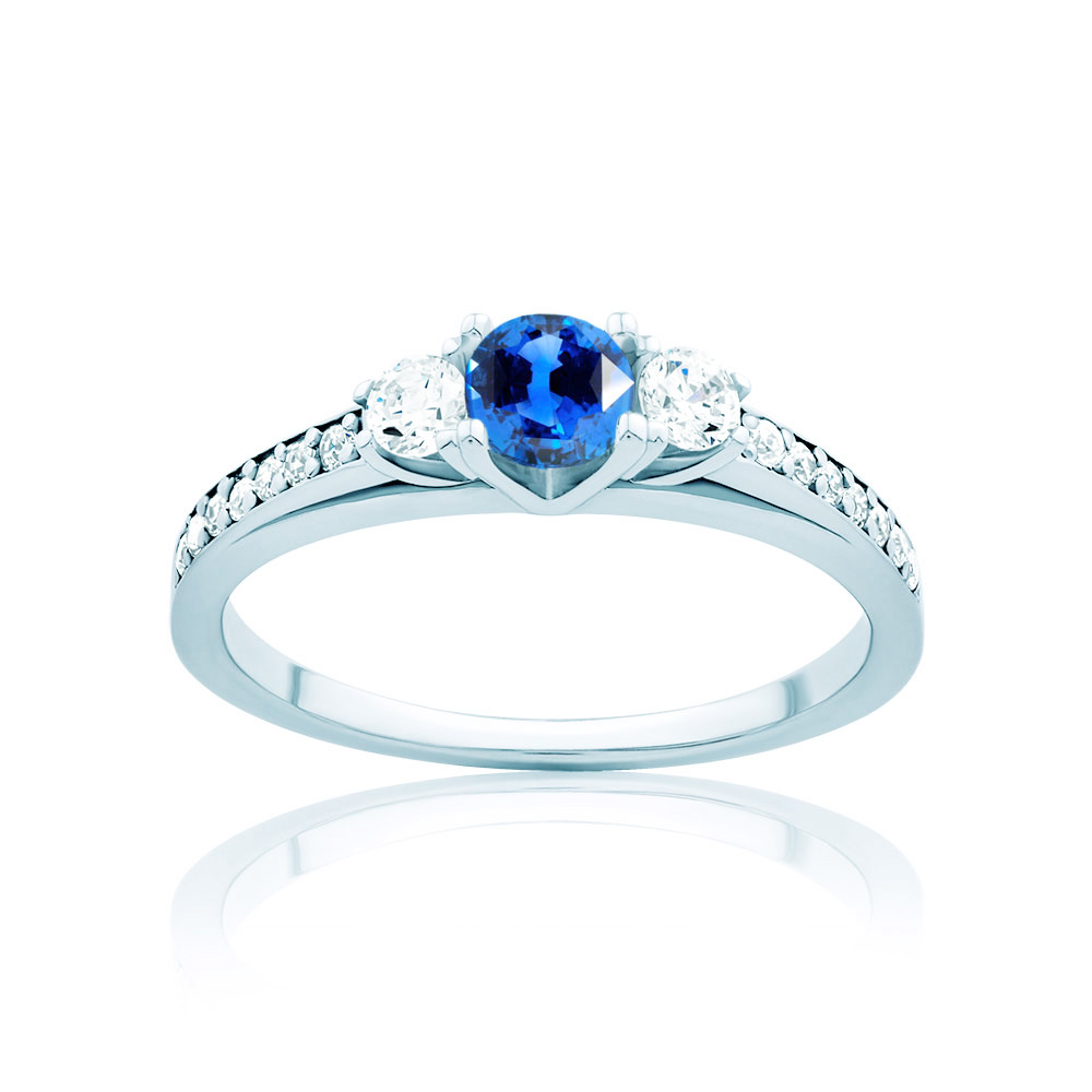 Συλλογή Καρδιάς του Ωκεανού | Τρίχρωμο Δαχτυλίδι: λευκόχρυσο, μπλε ζαφείρι