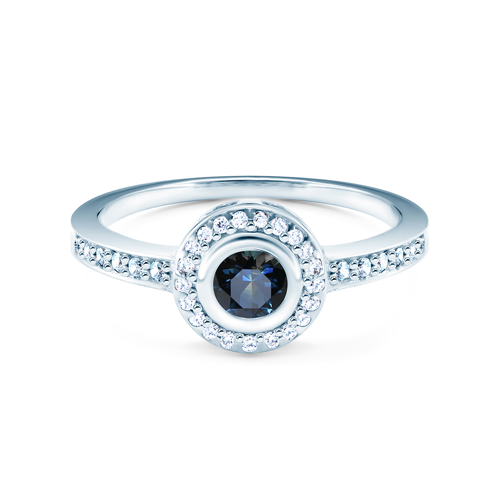 Inel Heart of the Ocean: aur alb, safir albastru