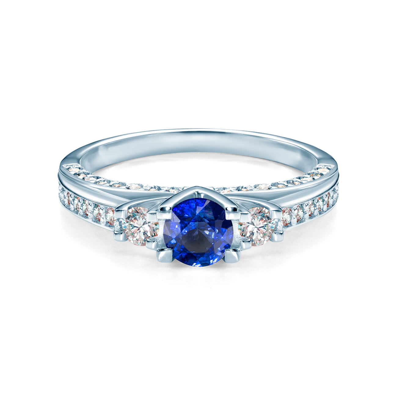 Συλλογή Καρδιάς του Ωκεανού | Τρίχρωμο Δαχτυλίδι: λευκόχρυσο, μπλε ζαφείρι