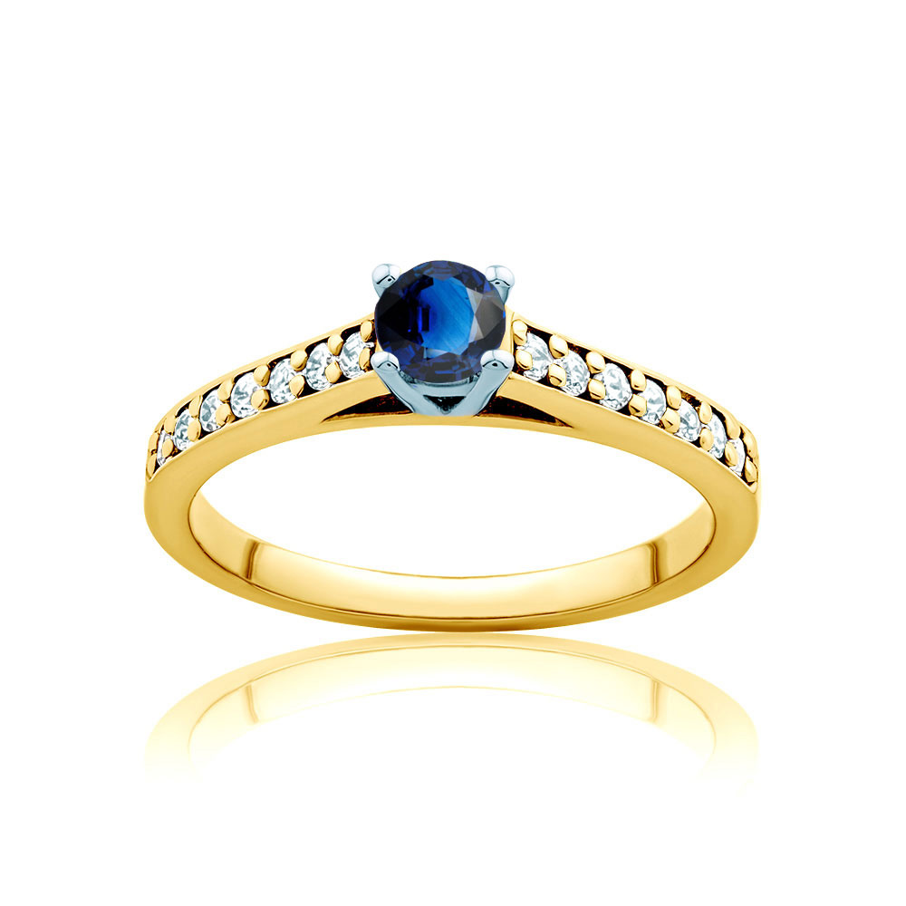 Ring Heart of the Ocean: Zweifarbiges Gold, Blauer Saphir