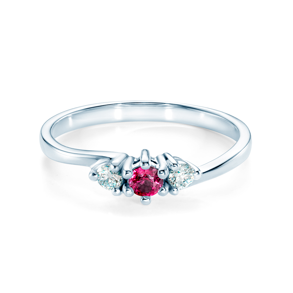 Red Passion Collection | Three-Stone Ring: white gold, ruby