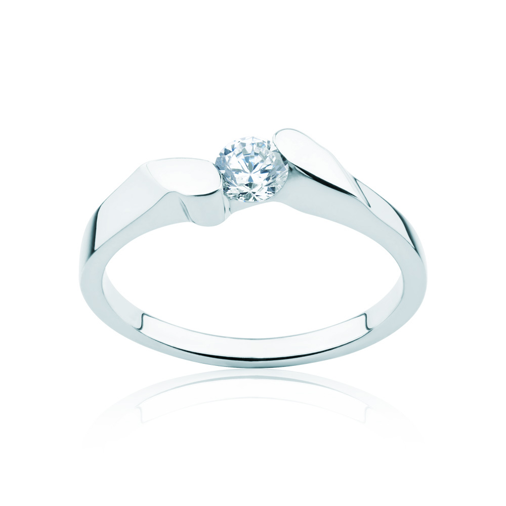 Verlobungsring Minimalismus: Weißgold, Diamant