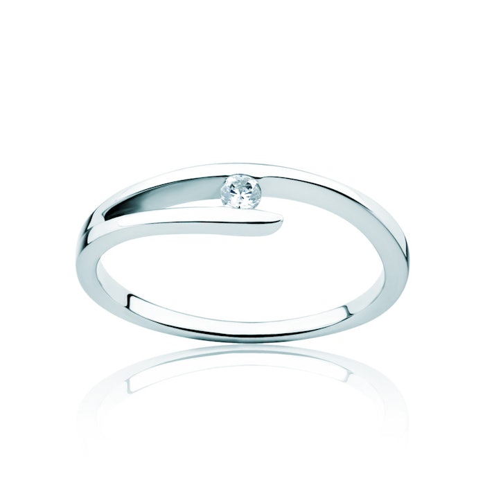Minimalism eljegyzési gyűrű: fehérarany és gyémánt