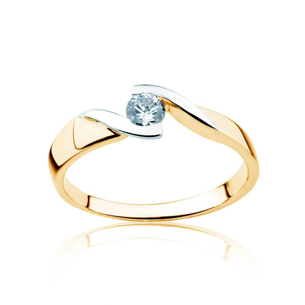 Verlobungsring Minimalismus: Zweifarbiges Gold, mit Diamant