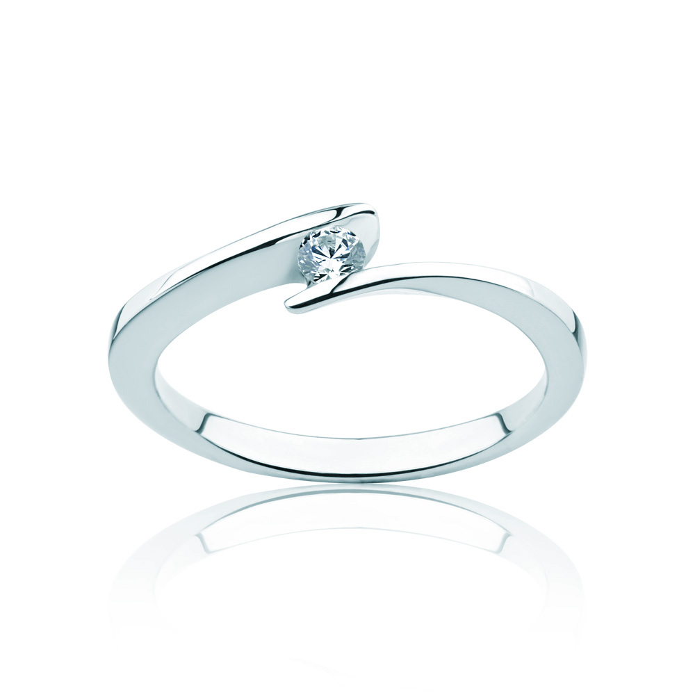 Minimalism Collection | Tension Engagement Ring: white gold, diamond