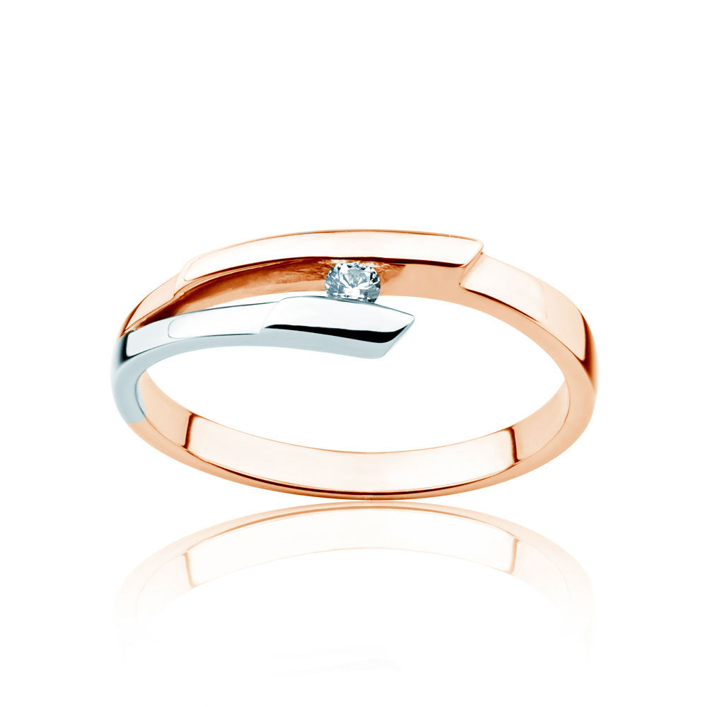 Verlobungsring Minimalismus: Zweifarbiges Gold, mit Diamant