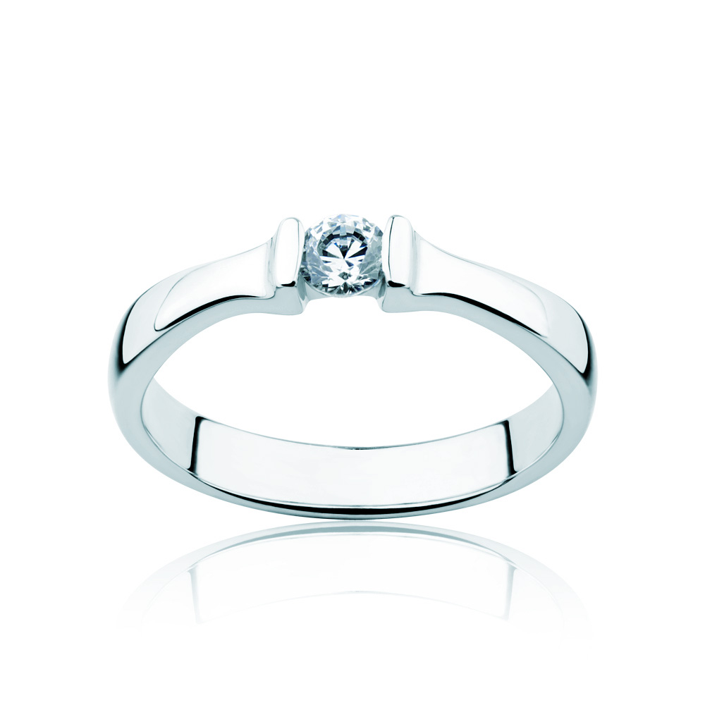 Verlobungsring Minimalismus: Weißgold, Diamant