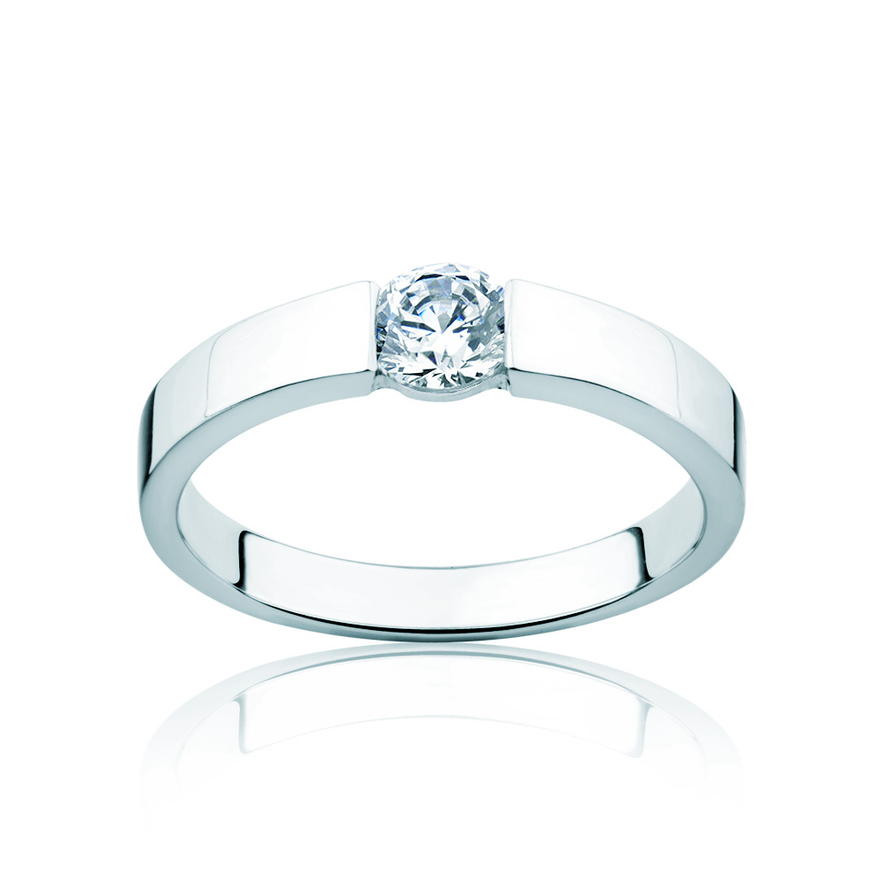 Verlobungsring Minimalismus: Weißgold, Diamant