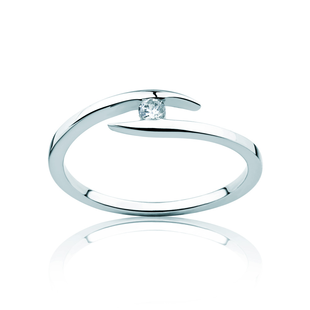 Minimalism Collection | Tension Engagement Ring: white gold, diamond
