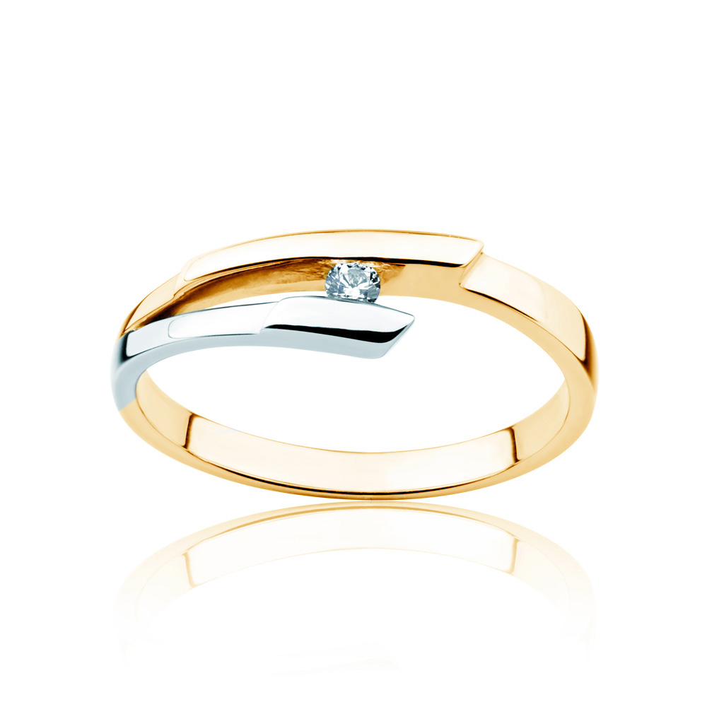 Verlobungsring Minimalismus: Zweifarbiges Gold, mit Diamant