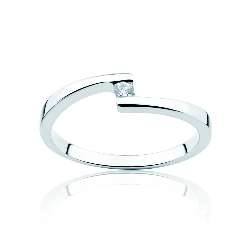 Minimalism Collection | Tension Engagement Ring: white gold, diamond