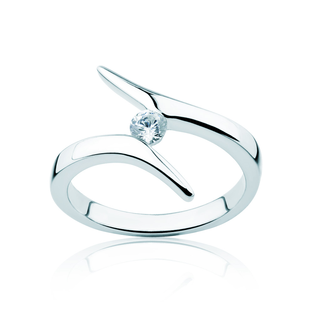 Minimalism Collection | Tension Engagement Ring: white gold, diamond