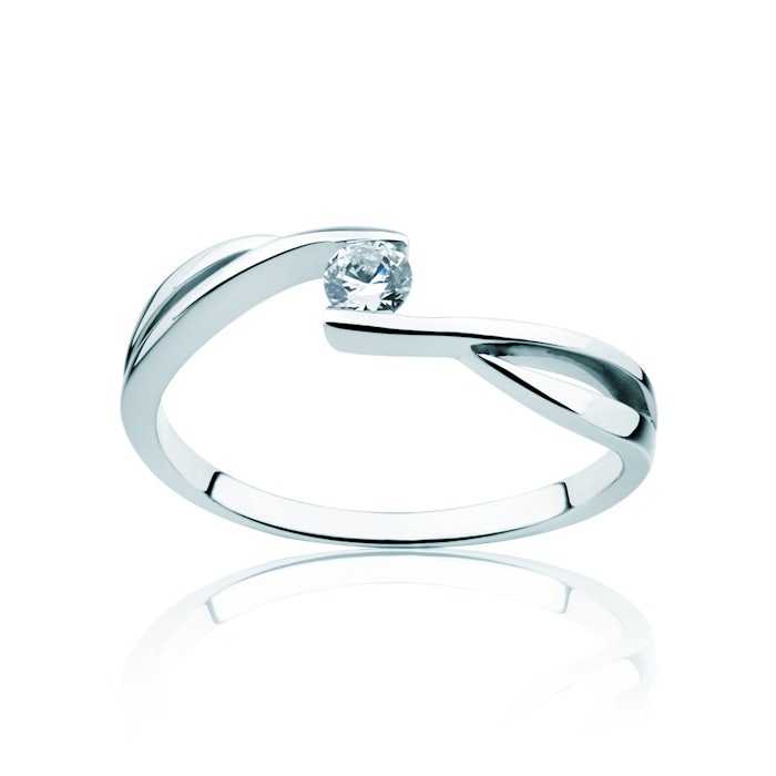 Minimalism eljegyzési gyűrű: fehérarany és gyémánt