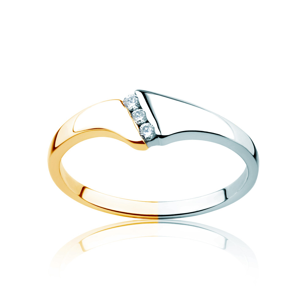 Δαχτυλίδι αρραβώνων Minimalism: δίχρωμος χρυσός, με διαμάντι