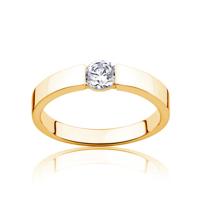 Minimalism eljegyzési gyűrű: arany és gyémánt