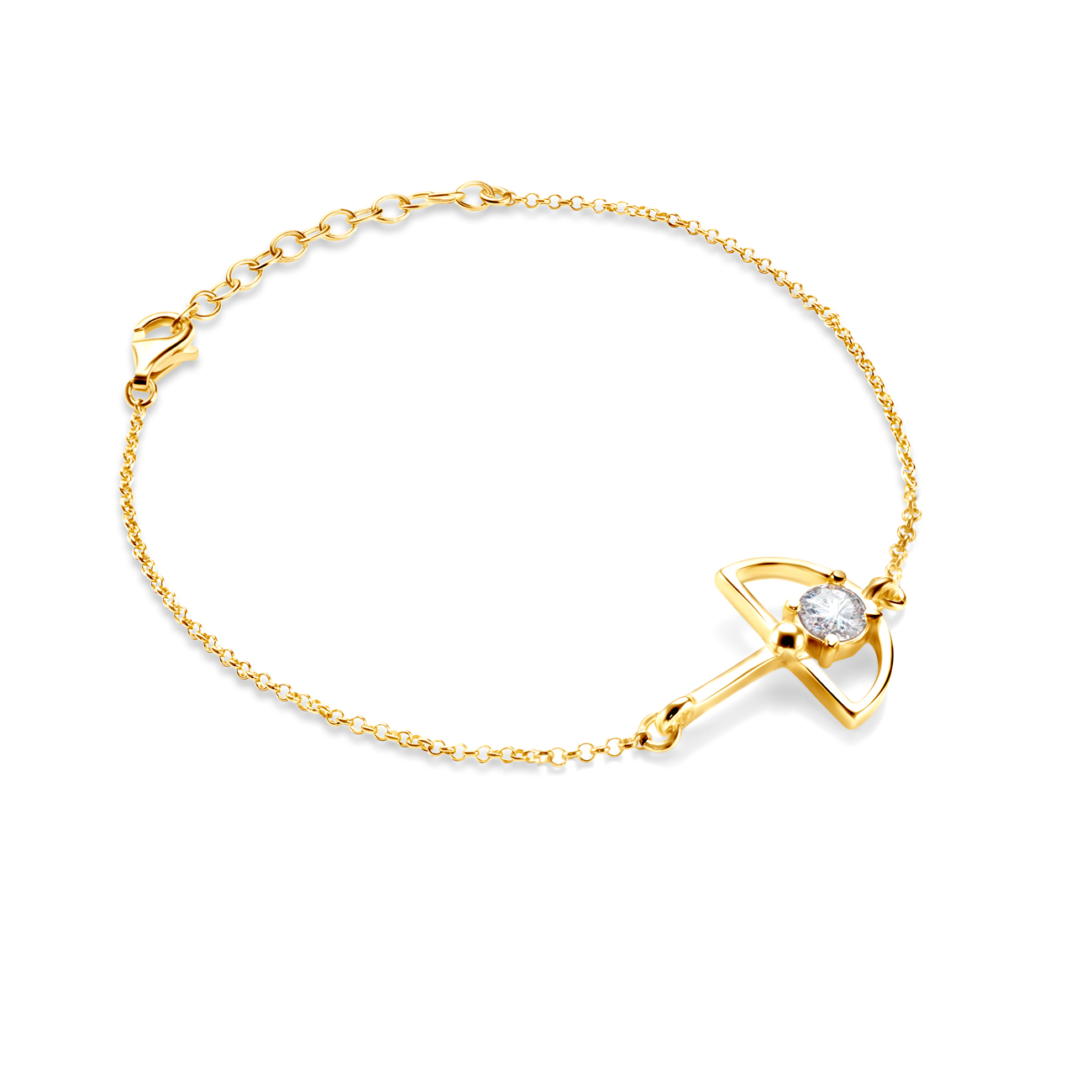 Armband Kette mit Anhänger  Savicki: Silber Vergoldet, Zirkonia