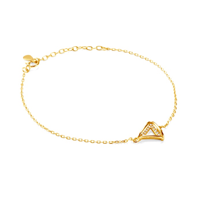 SAVICKI karkötő medállal - háromszög: aranyozott ezüst cirkóniával