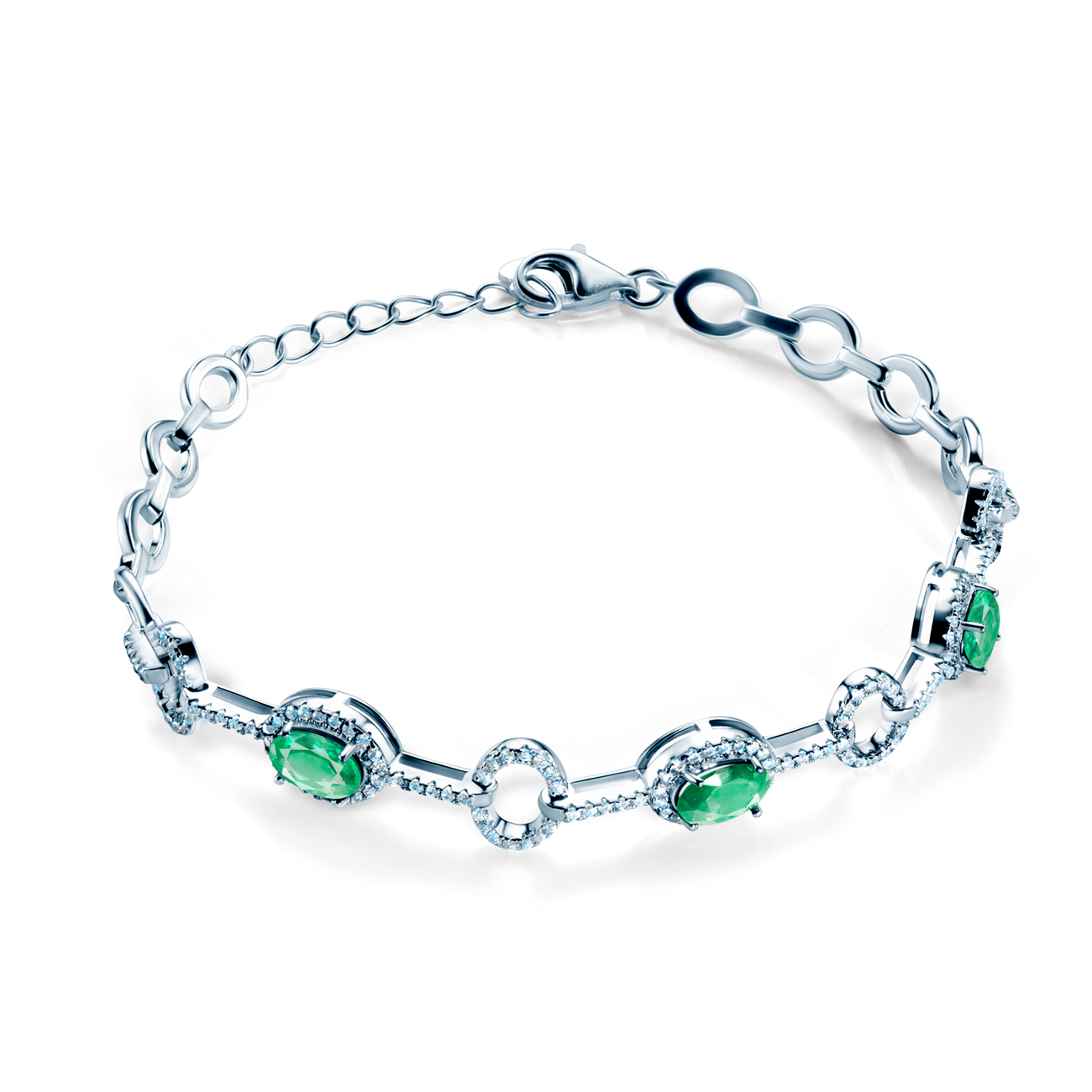 Swan Lake bracelet: white gold, emeralds