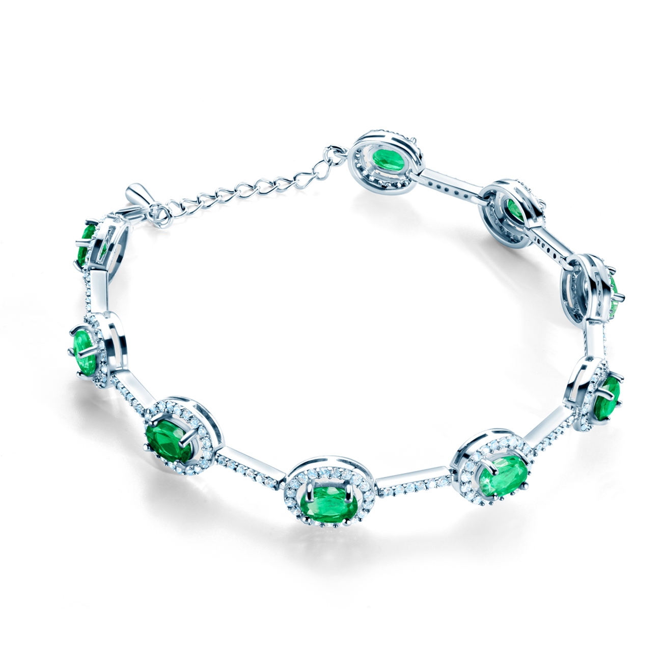 Swan Lake bracelet: white gold, emeralds