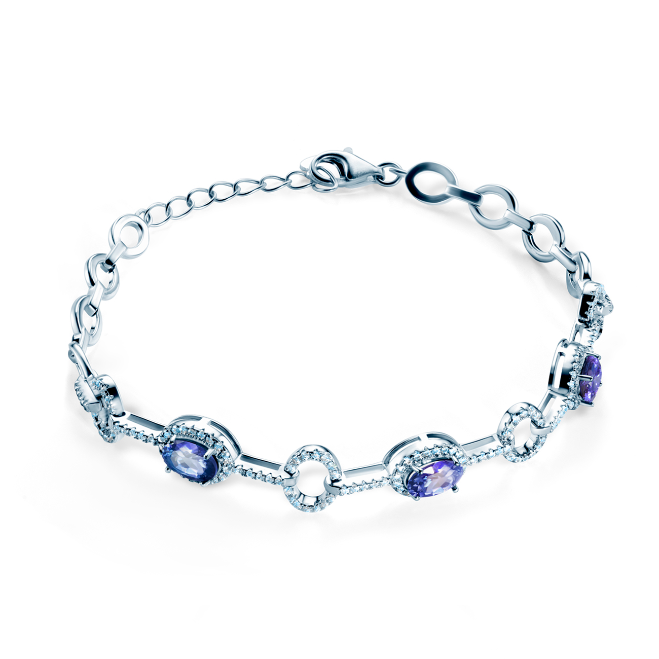 Браслет Swan Lake: біле золото, танзаніти